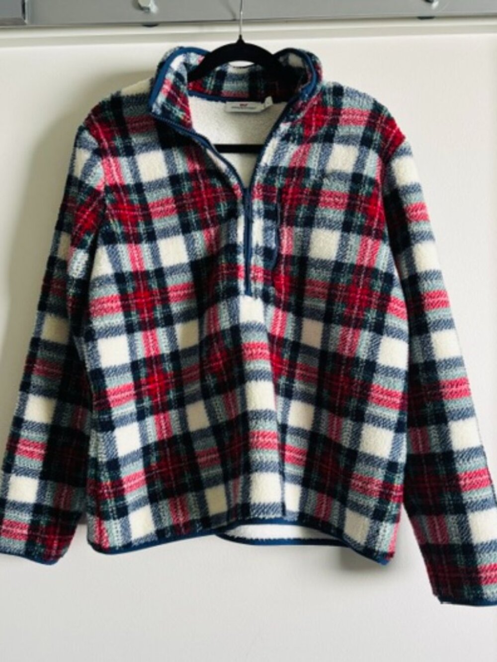 Vineyard Vines Plaid Sherpa Sweatshirt 1/4 zip size large